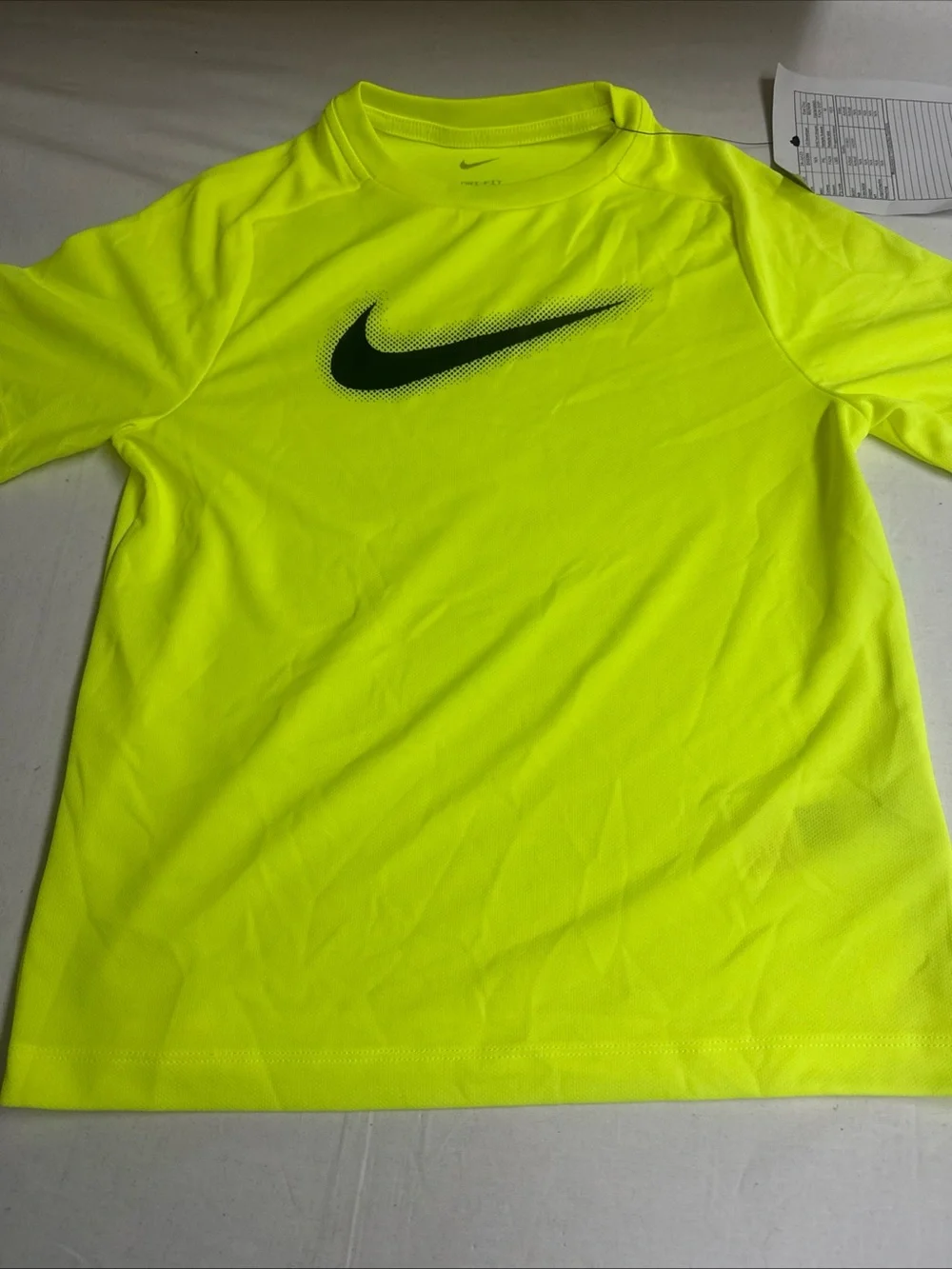 Nike YouthNeon Yellow Short-Sleeve Athletic Tee with Black Swoosh